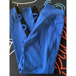 Pop Fit Women's Yoga Gym Full Length Leggings M Blue NWT With Pockets